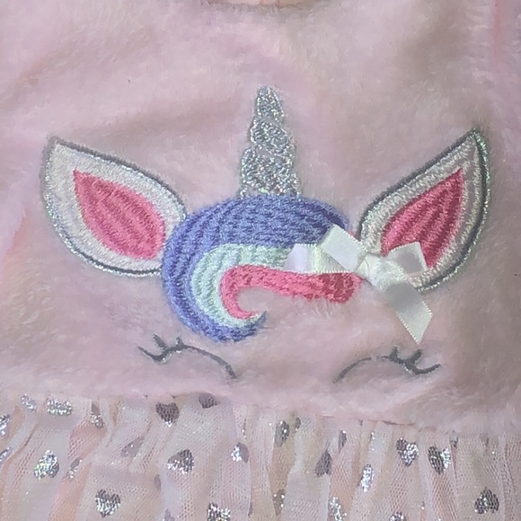 Little Lass UNICORN peplum hearts ur Shirt pants Pink  Girls 2pc Pant Set 24M - Picture 7 of 13